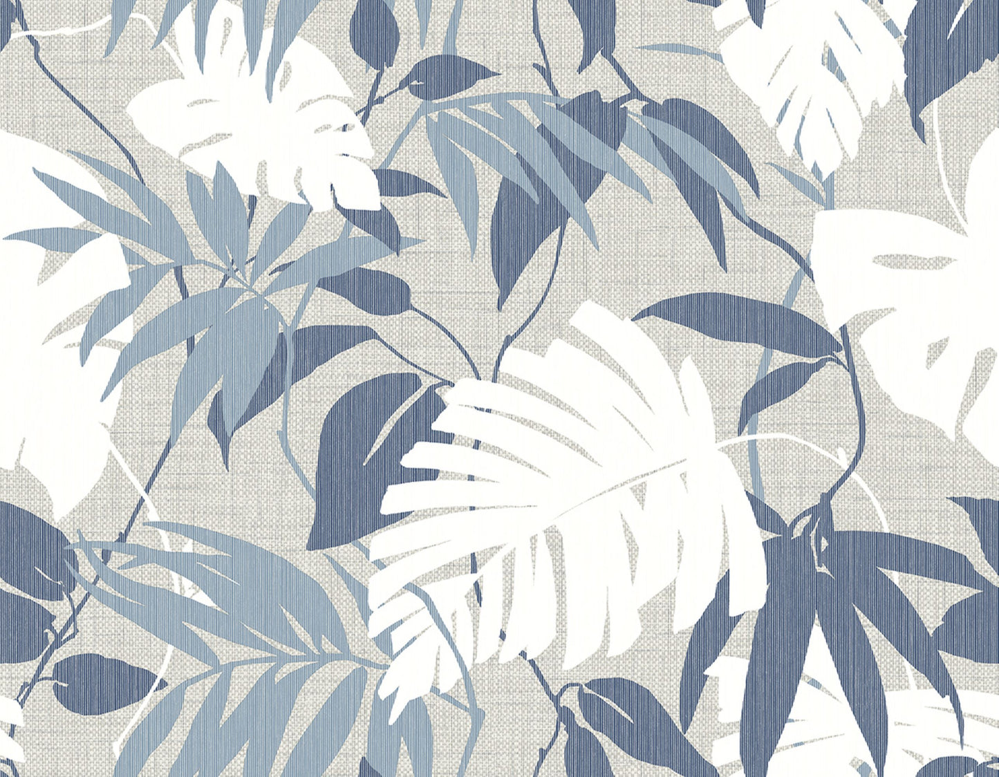 Modern Living Leaves – Blue on Beige | WF40222