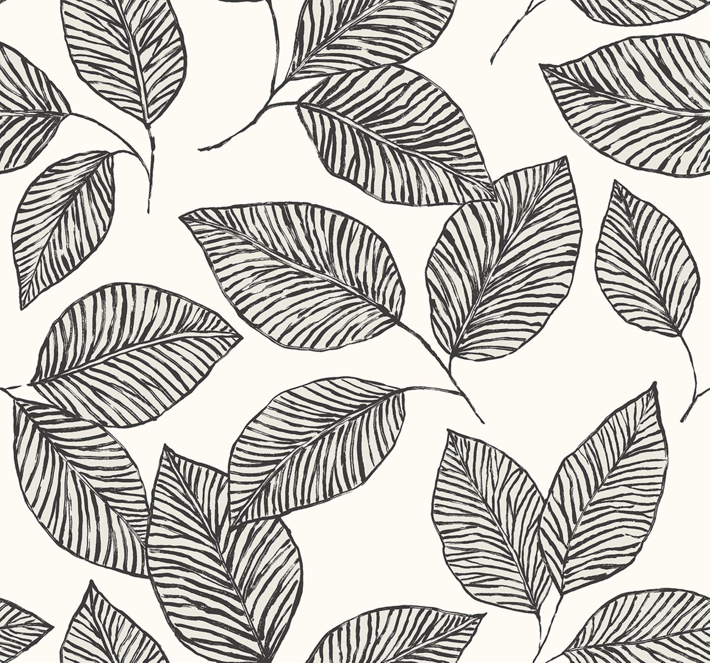 Modern Living Painted Leaf Black and White | WF40000