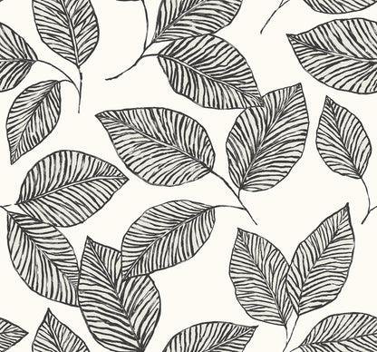 Modern Living Painted Leaf Black and White | WF40000