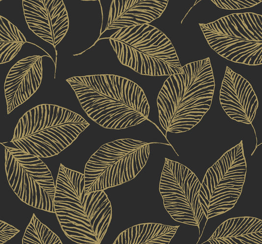 Modern Living Painted Leaf – Black & Gold | WF40010